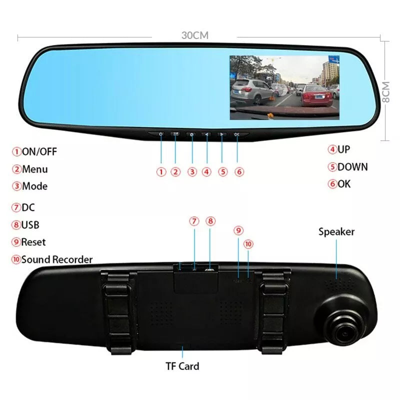 Retrovisor con Camara Dual para Auto