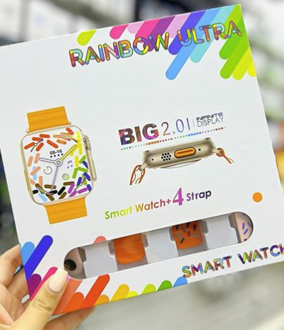 Smartwatch Rainbow Ultra con fajas intercambiables y Airpods test