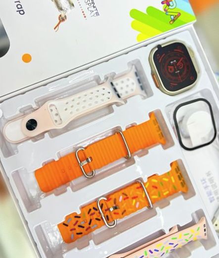 Smartwatch Rainbow Ultra con fajas intercambiables y Airpods test