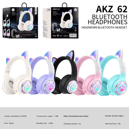 Auriculares con orejas de gato 3D AKZ 62