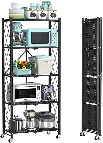 Estantería Plegable con Ruedas de 5 Niveles