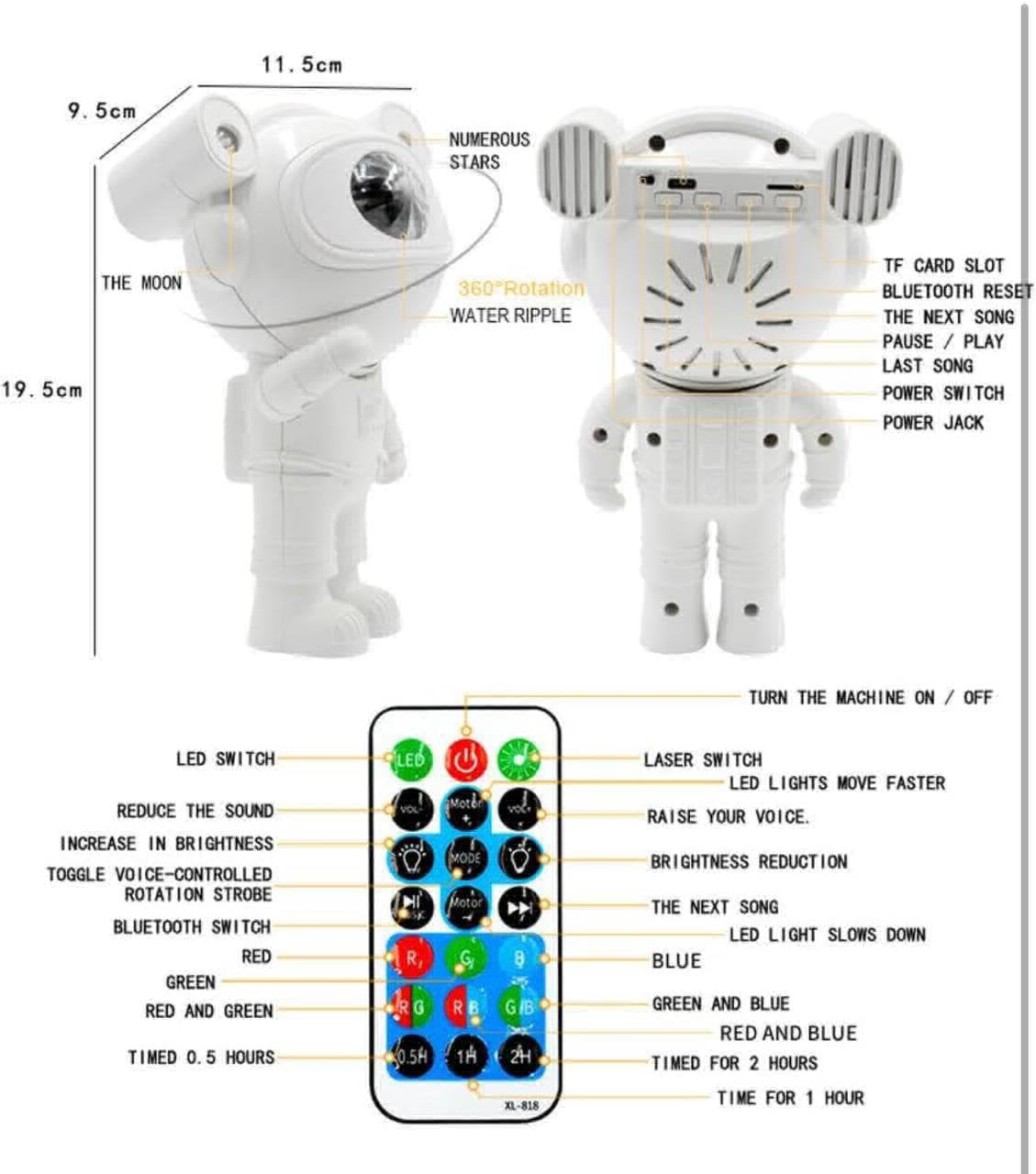 Proyector de Astronauta con Parlante