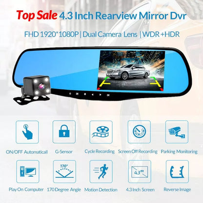 Retrovisor con Camara Dual para Auto