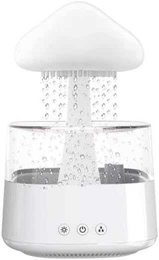 Difusor de Aceites Esenciales y Humidificador Nube de Lluvia con Luz Nocturna