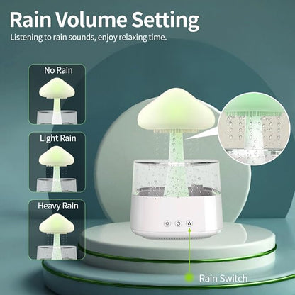 Difusor de Aceites Esenciales y Humidificador Nube de Lluvia con Luz Nocturna