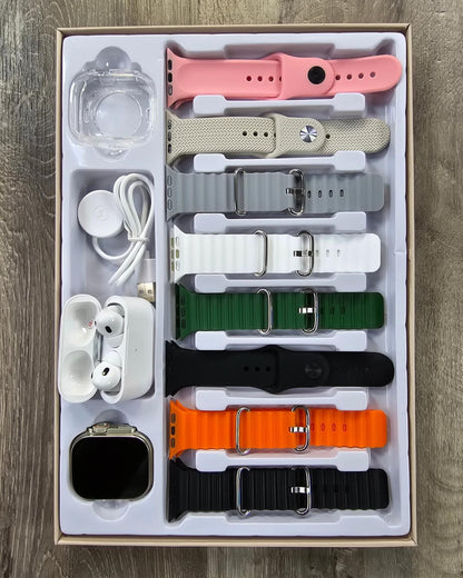 Smartwatch Ultra 19 con fajas intercambiables y Airpods