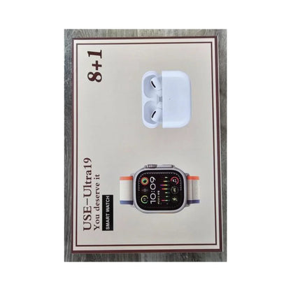 Smartwatch Ultra 19 con fajas intercambiables y Airpods