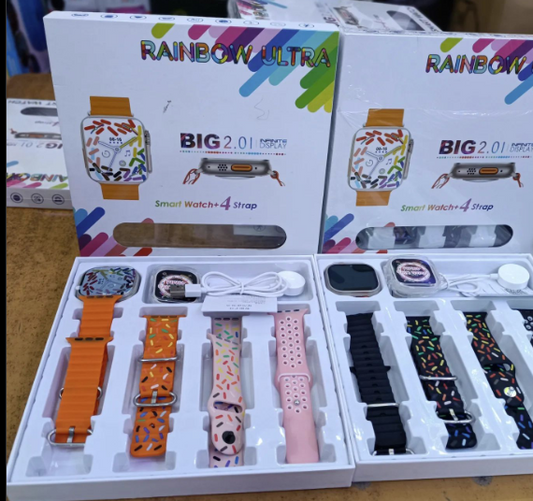 Smartwatch Rainbow Ultra con fajas intercambiables y Airpods test